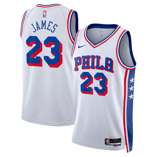LeBron James Philadelphia 76ers Association Edition Swingman Jersey - White - Unisex