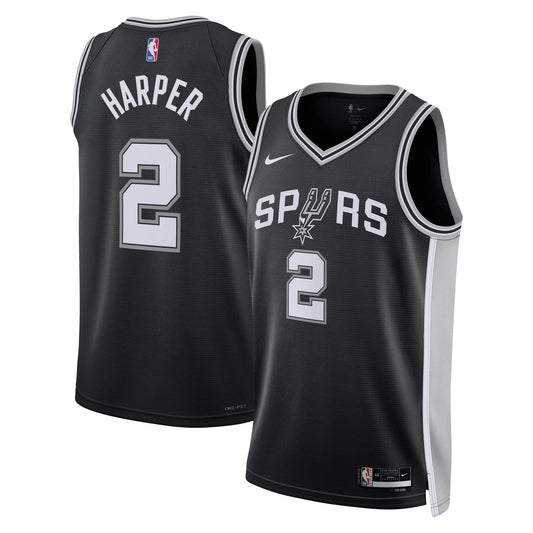 Dylan Harper San Antonio Spurs 2025 Icon Edition Swingman Jersey - Black - Unisex