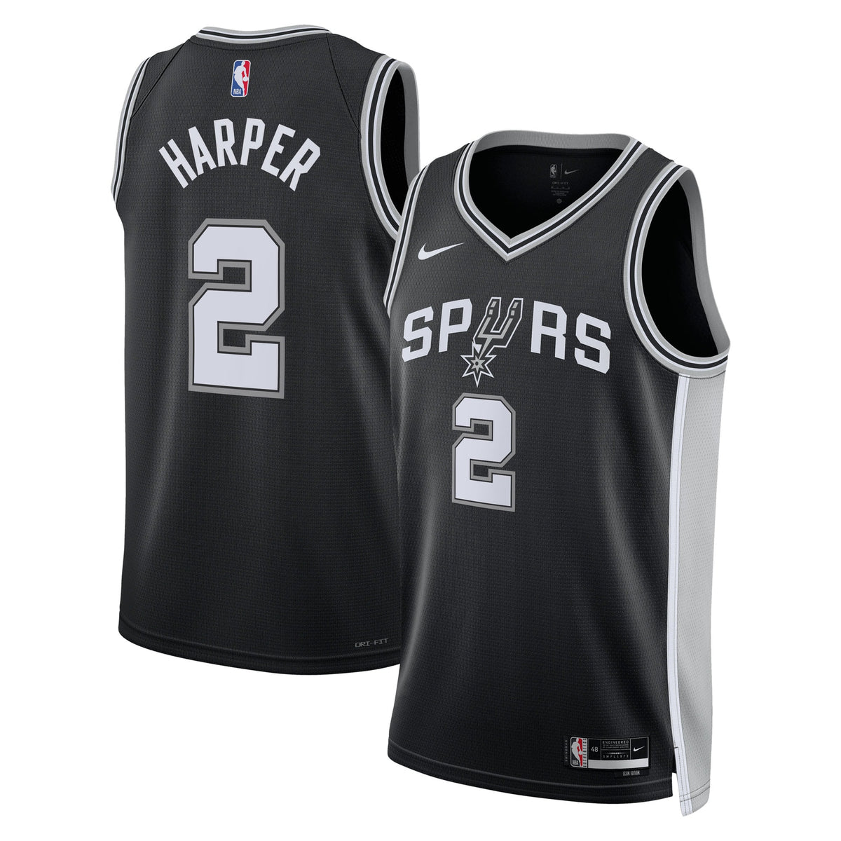 Dylan Harper San Antonio Spurs 2025 Icon Edition Swingman Jersey - Black - Unisex